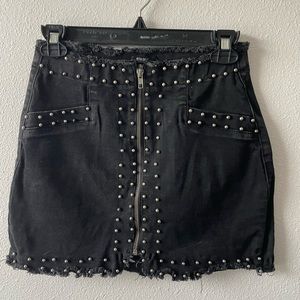 Black Denim Mini Skirt